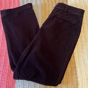 Lands' End Women’s Fine Wale Corduroy Pants Burgundy Brown